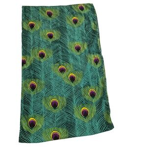 Peacock Feather Print‎ Scarf Teal Green